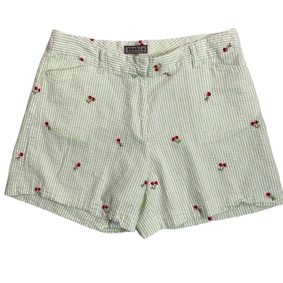 Khakis Cherry Seersucker Striped Shorts - Picture 1 of 11